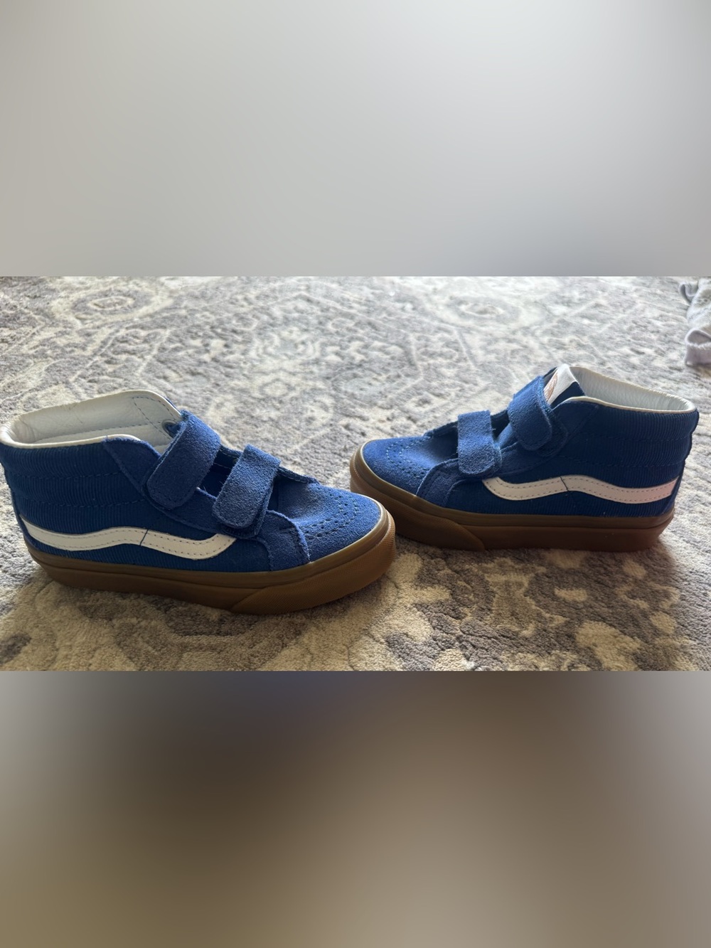Vans Kids Royal Blue Suede High-Top Sneakers with Gum Sole